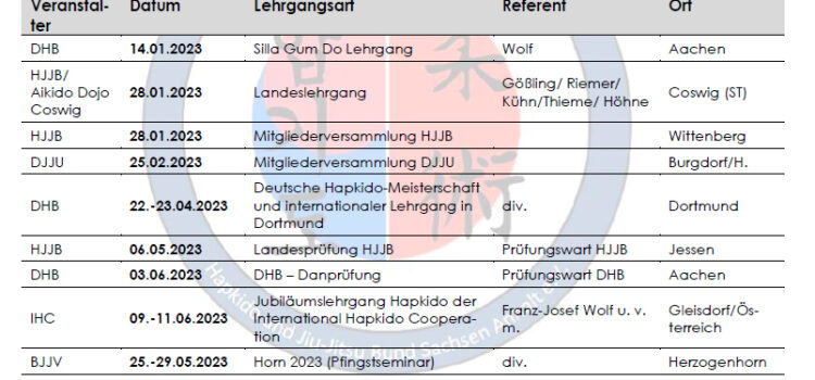 Terminplanung 2023